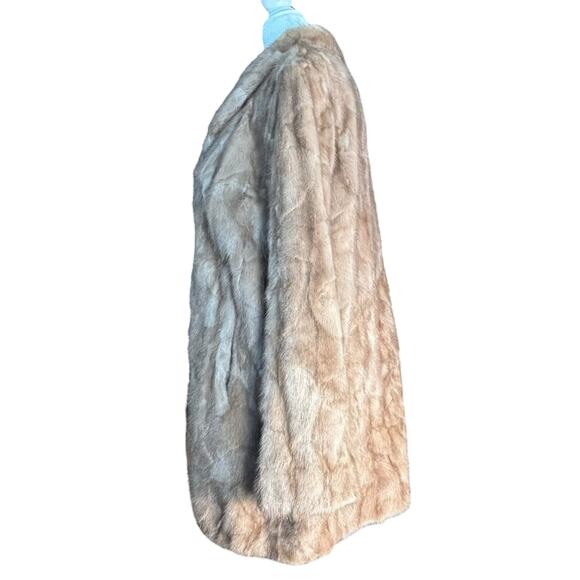 Vintage 60s A Herman Furs Brown Mink Fur Coat Mid Length Lined Classic Luxury - Picture 6 of 16